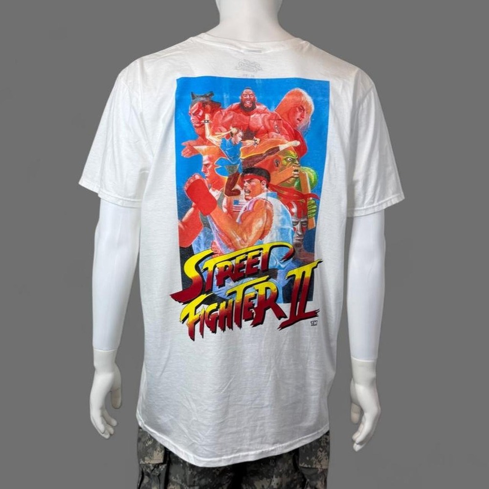 Street Fighter II Ryu Double Sided Graphic T-Shirt Men's XL White Capcom NWOT